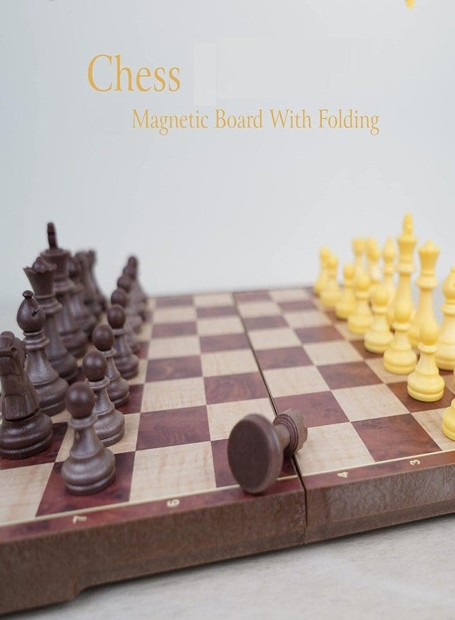 Funspark Magnetic Chess Wooden Board Game Set for Kids & Adults/Folding Design Indoor Outdoor Educational Travel Toys Tournament Chess Best for Adults (Brown) - Image 4